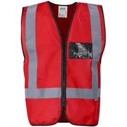 Direction En4 Hi-Viz Reflective Full Zip Vest - RED - S