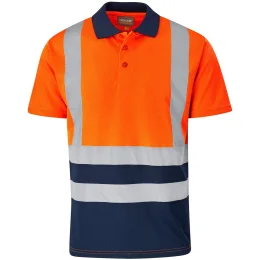Surveyor Two-Tone Hi-Viz Reflective Golf Shirt - ORANGE - 4XL