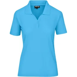Ladies Basic Pique Golf Shirt - CYAN - S