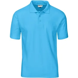 Mens Basic Pique Golf Shirt - CYAN - 2XL