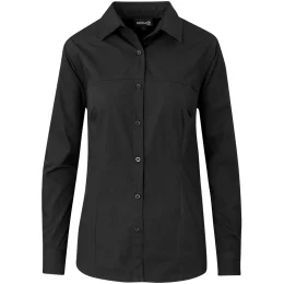 Ladies Long Sleeve Empire Shirt - BLACK - S