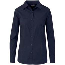 Ladies Long Sleeve Empire Shirt - NAVY - 4XL