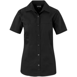 Ladies Short Sleeve Empire Shirt - BLACK - L