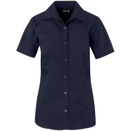 Ladies Short Sleeve Empire Shirt - NAVY - M