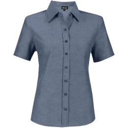 Ladies Short Sleeve Oxford Shirt - NAVY - 3XL