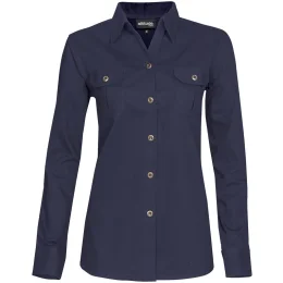 Ladies Long Sleeve Oryx Bush Shirt - NAVY - S