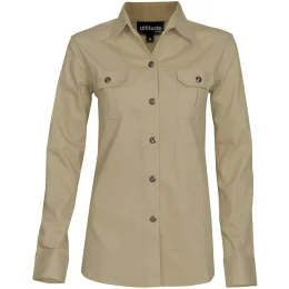Ladies Long Sleeve Oryx Bush Shirt - STONE - L