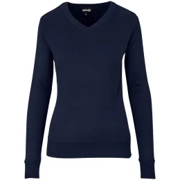 Ladies Long Sleeve Peru V-Neck Jersey - NAVY - S