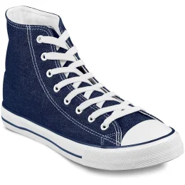 Unisex Retro High Top Canvas Sneaker - BLUE - 2