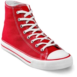 Unisex Retro High Top Canvas Sneaker - RED - 2