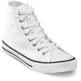 Unisex Retro High Top Canvas Sneaker - WHITE - 8