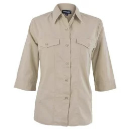Ladies 3/4 Sleeve Sally Casual Shirt - STONE - L