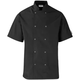 Unisex Short Sleeve Zest Chef Jacket - BLACK - S