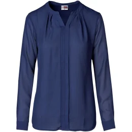 Ladies Long Sleeve Zenobia Blouse - NAVY - 2XL