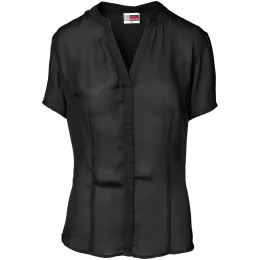 Ladies Short Sleeve Ava Blouse - BLACK - L