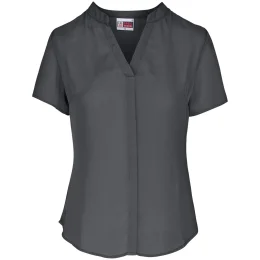 Ladies Short Sleeve Ava Blouse - CHARCOAL - M
