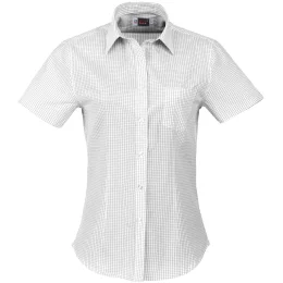 Ladies Short Sleeve Huntington Shirt - WHITE BLACK - L