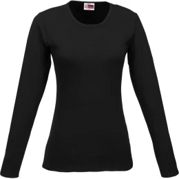 Ladies Long Sleeve Portland T-Shirt - BLACK - 3XL
