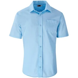 Mens Short Sleeve Kensington Shirt - LIGHT BLUE - 5XL