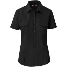 Ladies Short Sleeve Kensington Shirt - BLACK - 3XL