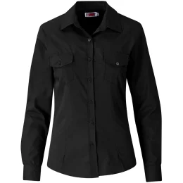 Ladies Long Sleeve Kensington Shirt - BLACK - 4XL