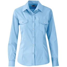 Ladies Long Sleeve Kensington Shirt - LIGHT BLUE - 2XL