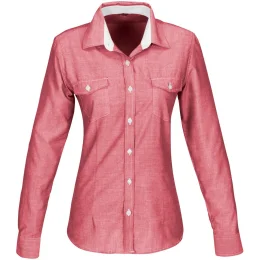 Ladies Long Sleeve Windsor Shirt - RED - 3XL