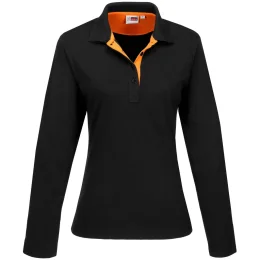 Ladies Long Sleeve Solo Golf Shirt - ORANGE - XL