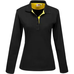 Ladies Long Sleeve Solo Golf Shirt - YELLOW - XL