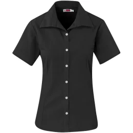 Ladies Short Sleeve Aspen Shirt - BLACK - L