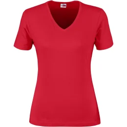 Ladies Super Club 165 V-Neck T-Shirt - RED - 3XL