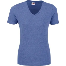 Ladies Michigan Melange V-Neck T-Shirt - BLUE - XL