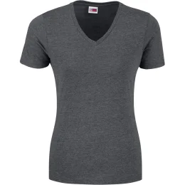 Ladies Michigan Melange V-Neck T-Shirt - DARK GREY - 2XL