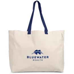 Kooshty Barbados Large Cotton Beach Bag - NAVY