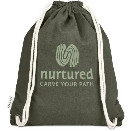 Okiyo Kinchaku Recycled Canvas Drawstring Bag - MILITARY GREEN