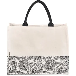Okiyo Hana Printed Cotton Tote - BLACK