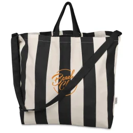 Okiyo Natsuri Recycled Cotton Canvas Large Beach Bag - BLACK