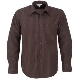 Mens Long Sleeve Manhattan Striped Shirt - BROWN OLD - XL