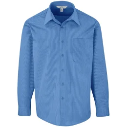 Mens Long Sleeve Micro Check Shirt - BLUE - L