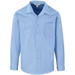 Mens Long Sleeve Micro Check Shirt - LIGHT BLUE - XL
