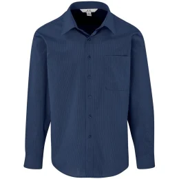 Mens Long Sleeve Micro Check Shirt - NAVY - M