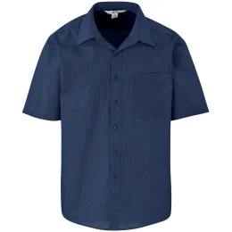 Mens Short Sleeve Micro Check Shirt - NAVY - L