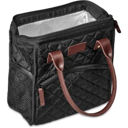 Serendipio Kate Quilted 12-Can Lunch Cooler - BLACK