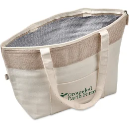 Okiyo Arshi Cotton & Jute 12 Can Lunch Cooler - NATURAL