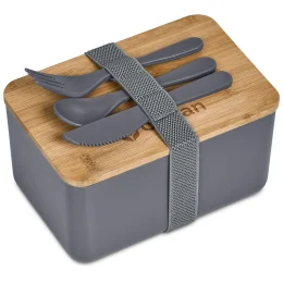 Okiyo Pasuta Recycled Plastic & Bamboo Lunch Box - GREY