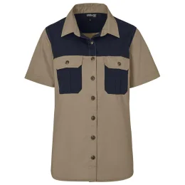 Ladies Short Sleeve Serengeti 2-Tone Bush Shirt - STONE - S