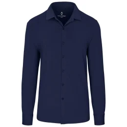 Mens Long Sleeve Alex Varga Cronus Knitted Shirt - NAVY - S