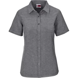 Ladies Short Sleeve Oxford Shirt - DARK GREY - 2XL