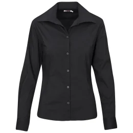 Ladies Long Sleeve Sheffield Stretch Shirt - BLACK - 2XL