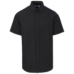 Mens Short Sleeve Brushed Cotton Twill Moderna Shirt - BLACK - 5XL